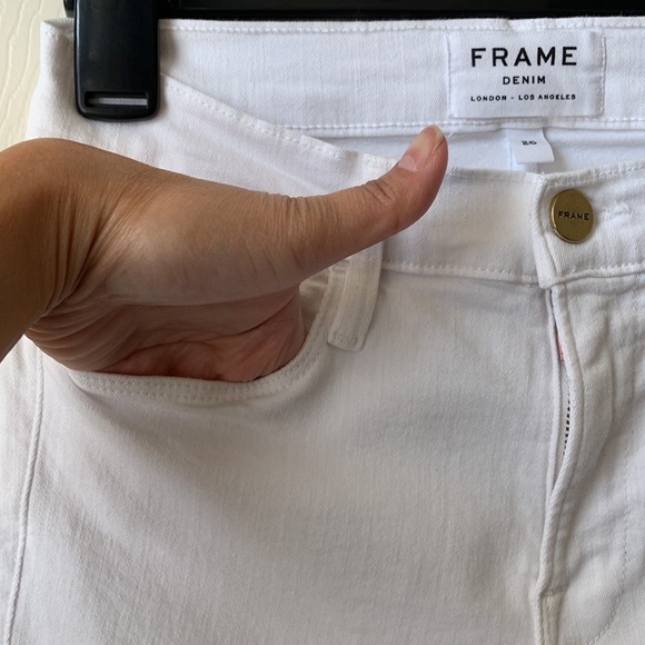 FRAME Le High Skinny white jeans front slit size 26 - Picture 7 of 12